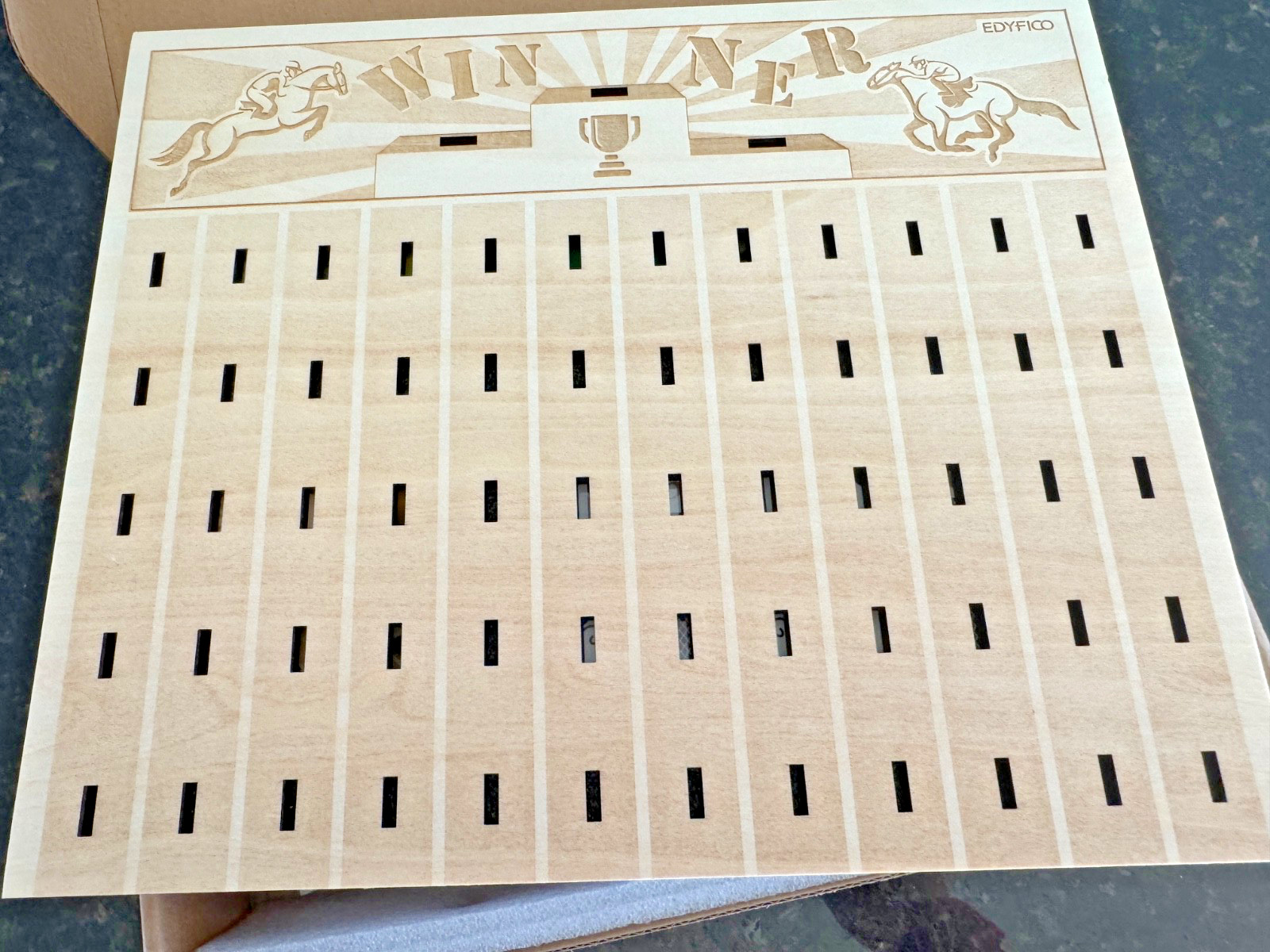 Wood Horse Racing Board Game-Foldable-Portable-Includes: Horses-Cards-Chips-Dice