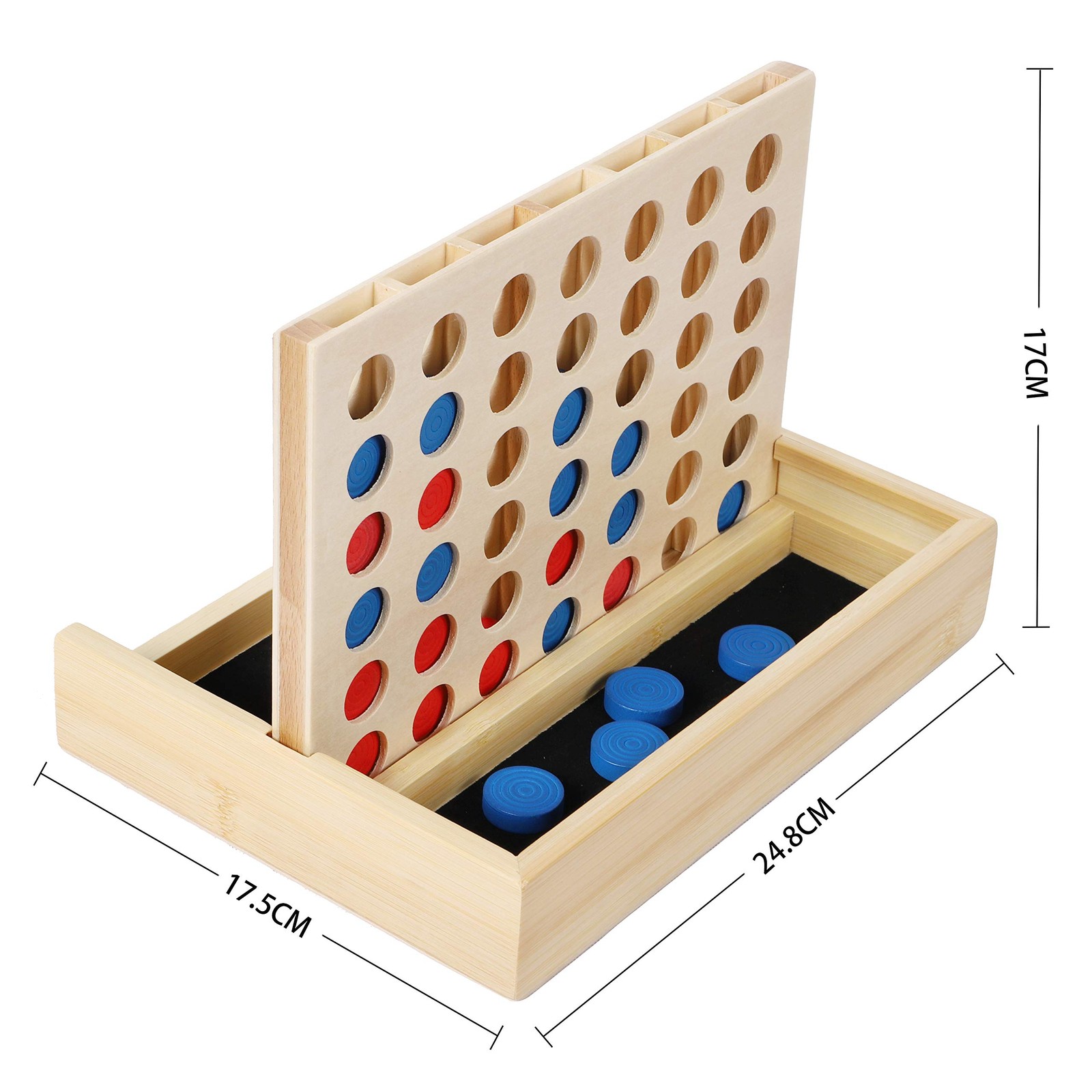 Wooden 4 in a Row Game Classic Strategy Board Game for Kids Adults Travel