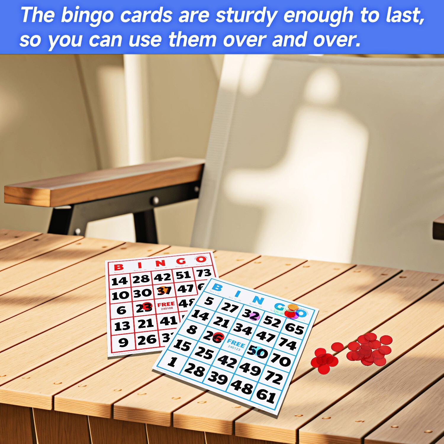 50-Pack EZ Reader Jumbo Bingo Cards for Bingo Game/Large Multicolor Bingo Sheets