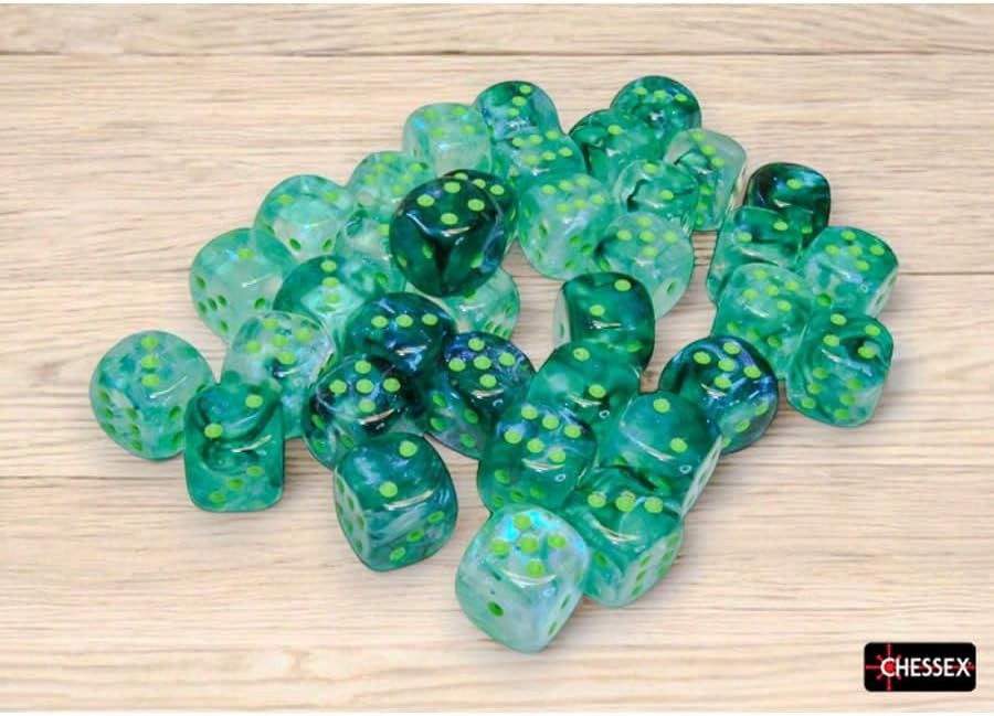 Chessex – Borealis 12mm D6 Dice Block – Kelp