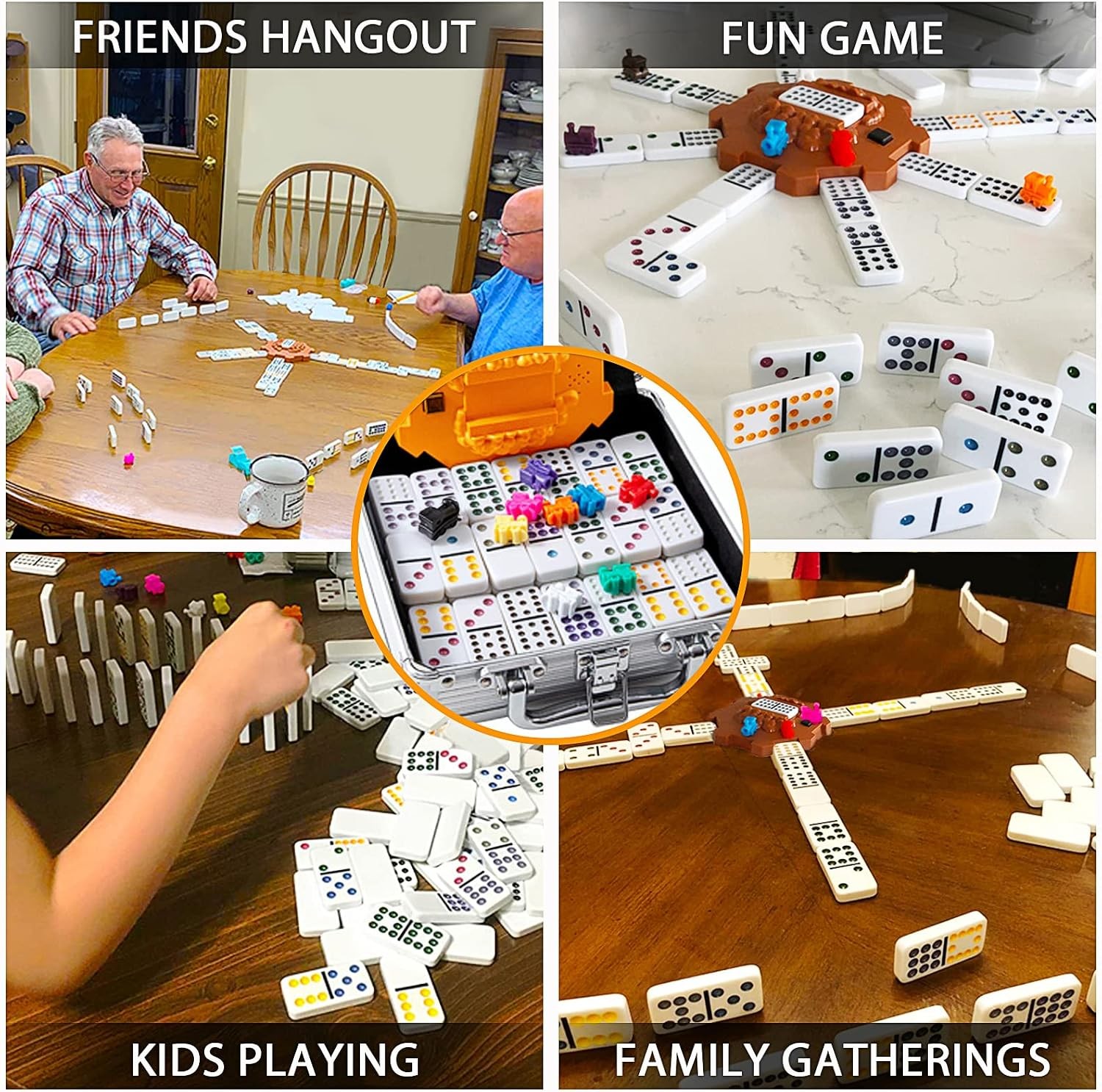 Mexican Train Dominoes Set Double 12 Colorful Dot Pips Real Sound Effect Hub