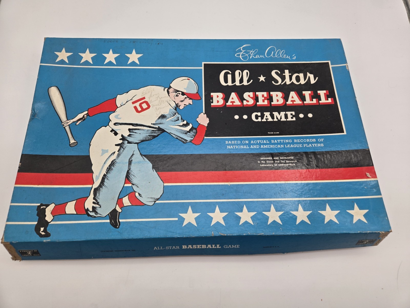EXCELLENT RARE HTF VINTAGE 1951 ALL STAR BASEBALL TOY BOARD GAME BY CADACO-ELLIS