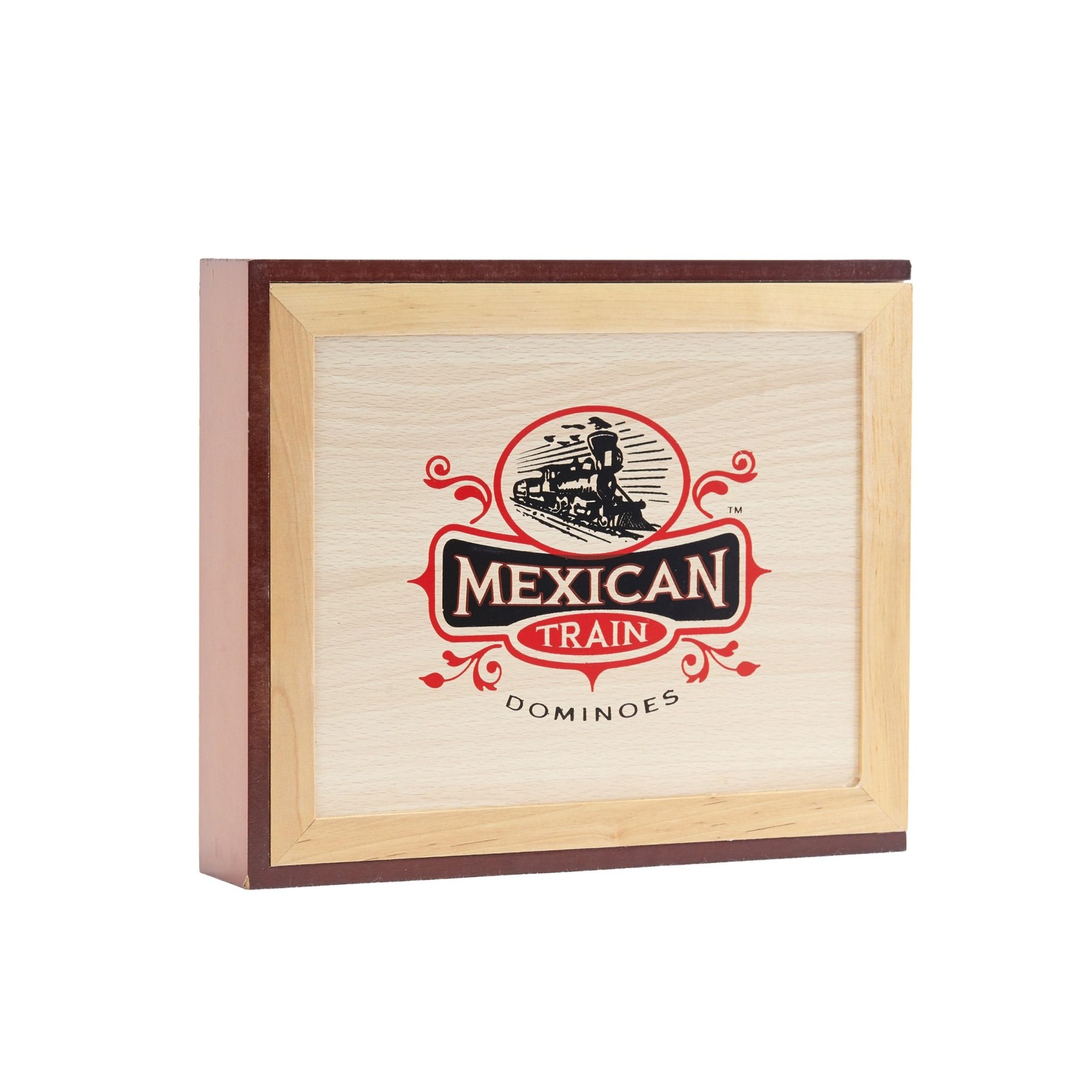 Mexican Train Domino Set Double-12 Color-Dot in Wooden Box for 2-8 Players