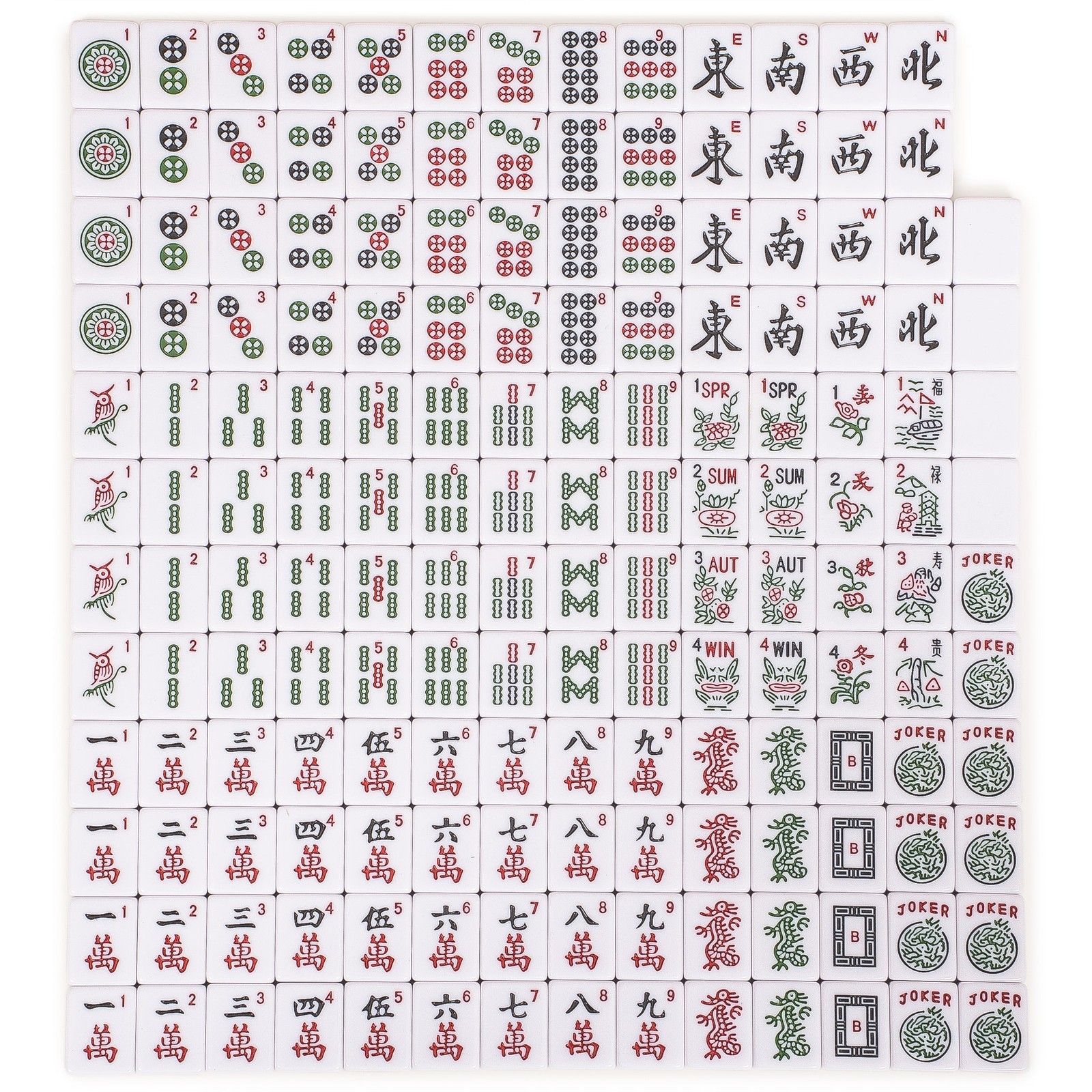 American Mahjong Set, “Verdant Santorini� – 166 Tiles with Green Soft Case