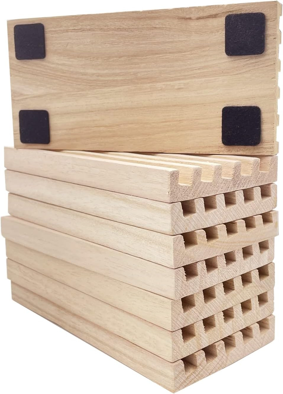 Mexican Train Domino Trays Set of 8,Natural Wood Domino Racks, Domino Tiles Hold