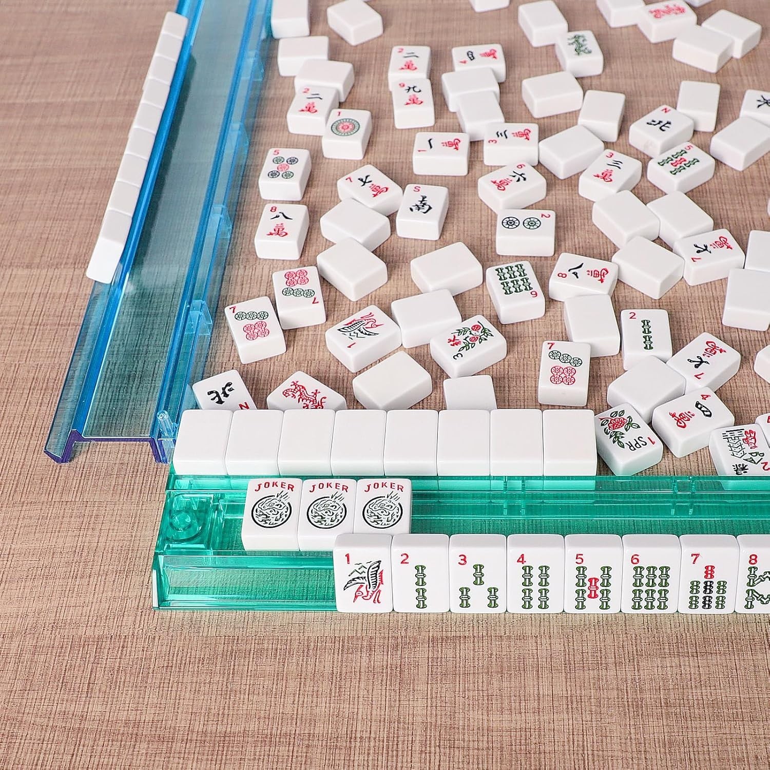 American Mahjong Game Set, 166 White Tiles, Dark Blue Bag with Entire Accessorie