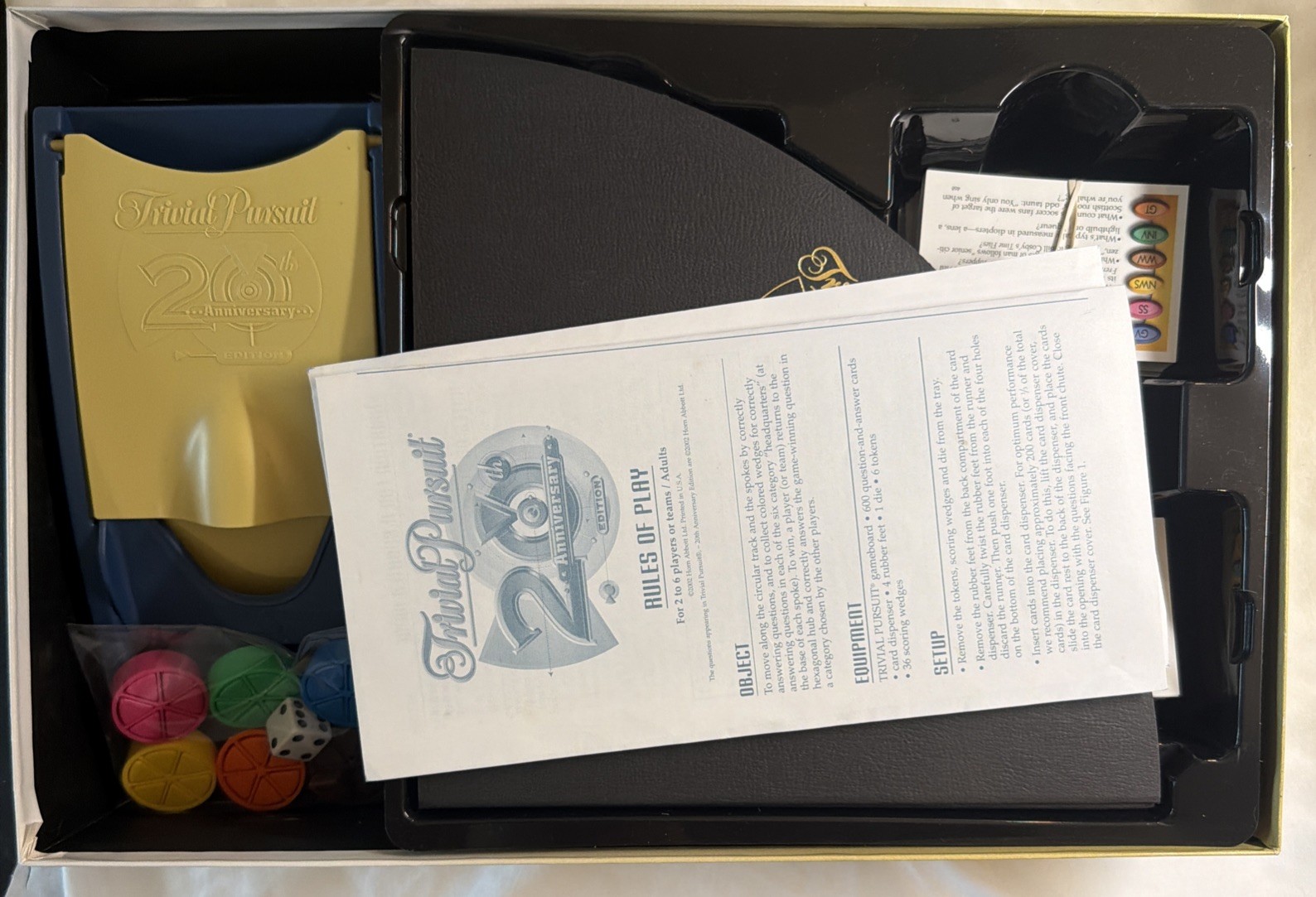 Trivial Pursuit 1982 to 2002 20th Anniversary Edition Hasbro Complete!