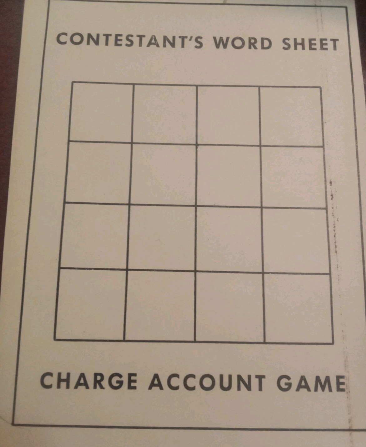 1961 Jan Murray’s Charge Account TV Word Game by Lowell