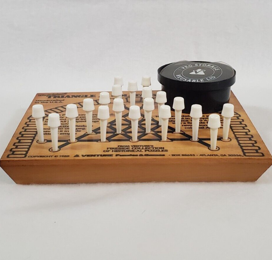 Vintage Venture’s Fireside Triangle Solitaire Wood Peg Game 1988 The Original