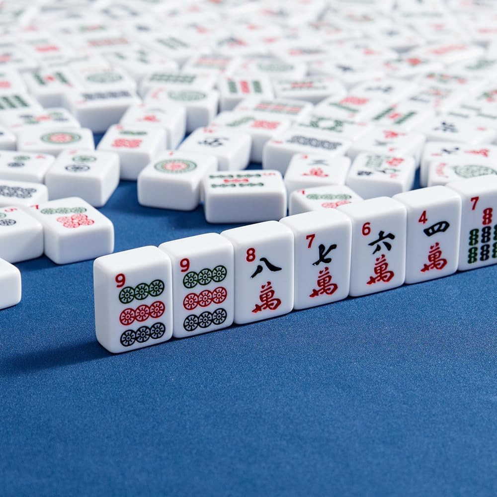 American Mahjong Tiles,166 Quality Ivory Tiles with 3 Golden Dices & Rules Instr
