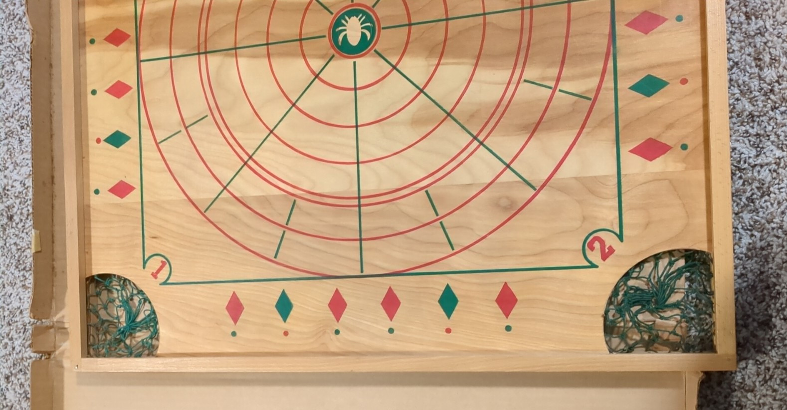 1950 No 50 Carrom Board from Carrom Industries w partial Set of Checkers & Rings