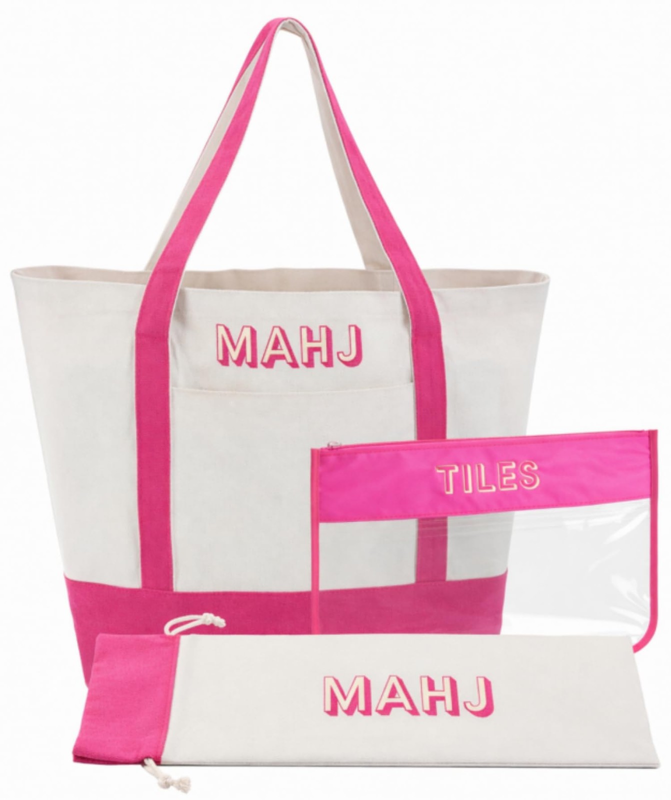 3 Pcs Empty Mahjong Bags Set for Tiles and Racks Canvas Mahjong Carry Tote Ba…