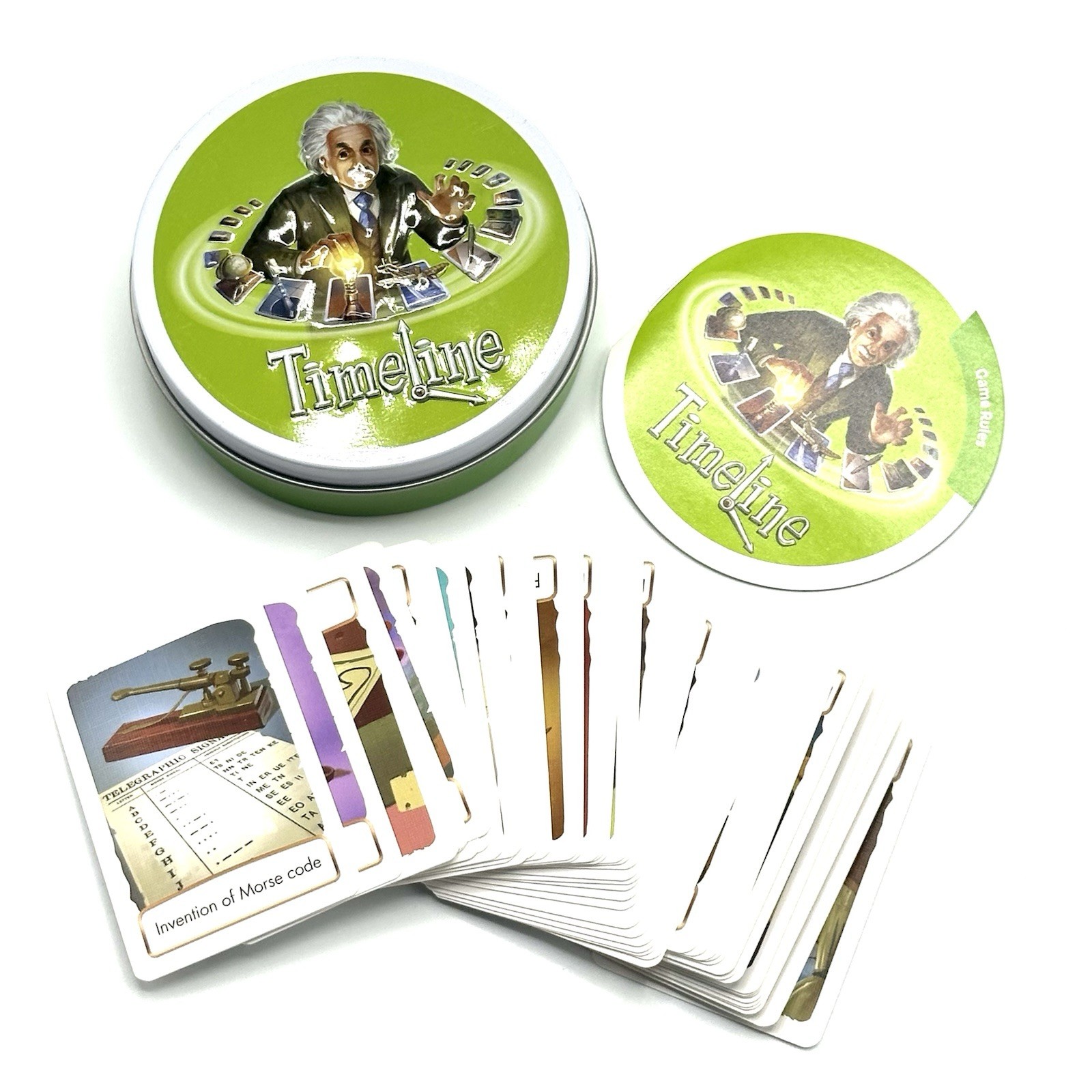 2010 Orginal TIMELINE Card Game INVENTIONS + CLASSIC Zygomatic Asmodee ROUND TIN