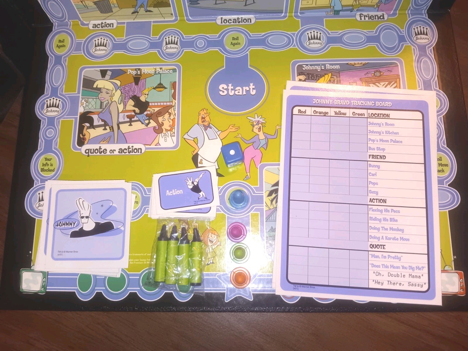 Johnny Bravo Board Game COMPLETE Catch Him If You Can Cartoon Network 2001