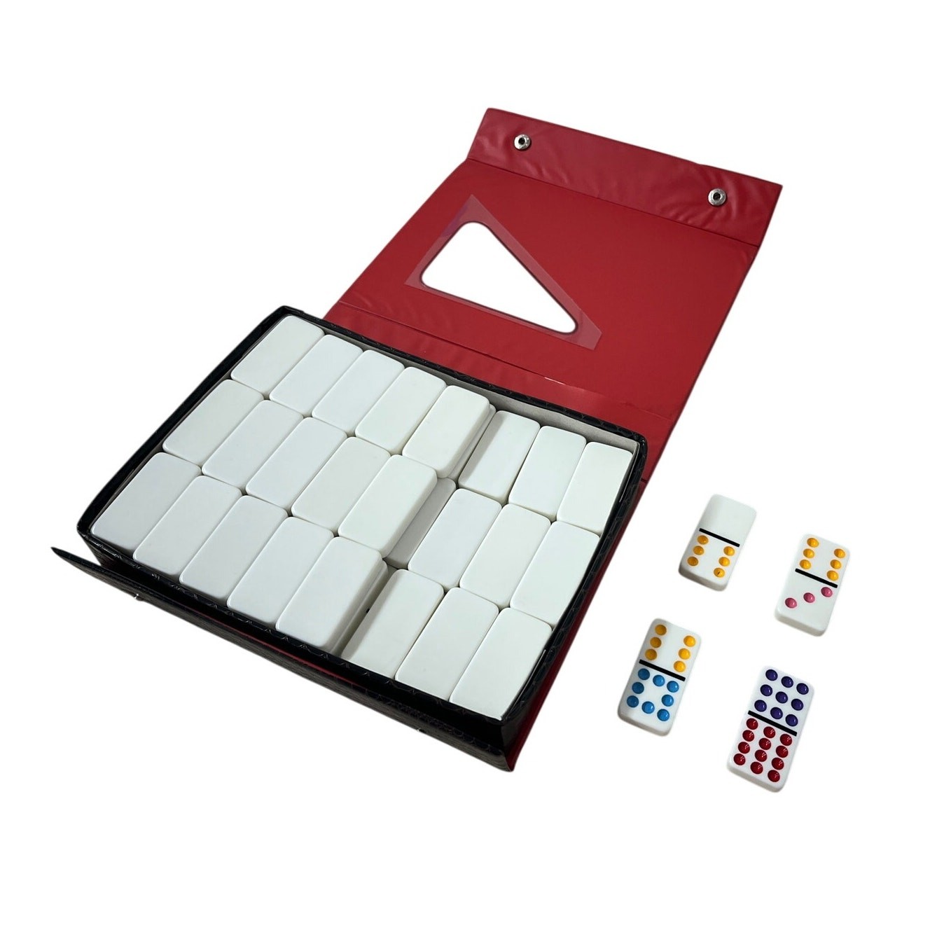 Double 12 Dominoes Set 91pc w Case Multicolor