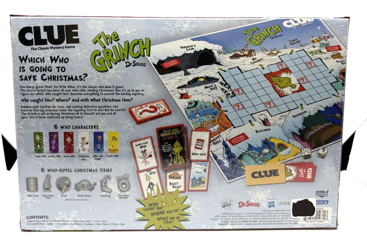CLUE: How the Grinch Stole Christmas Board Game – New Sealed