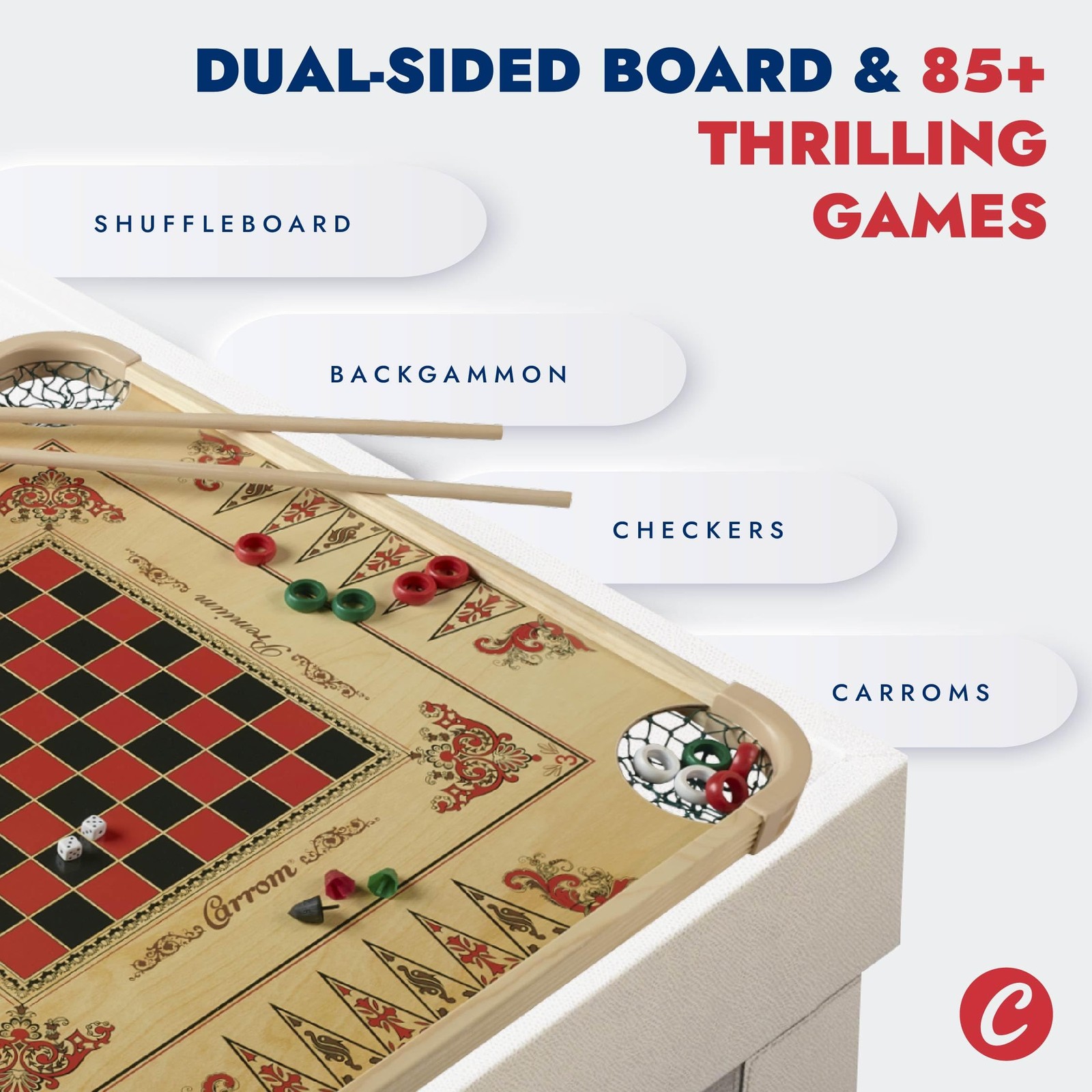 Carrom Board Game Set — Large Board Games for Adults & Children — Over 100 Board