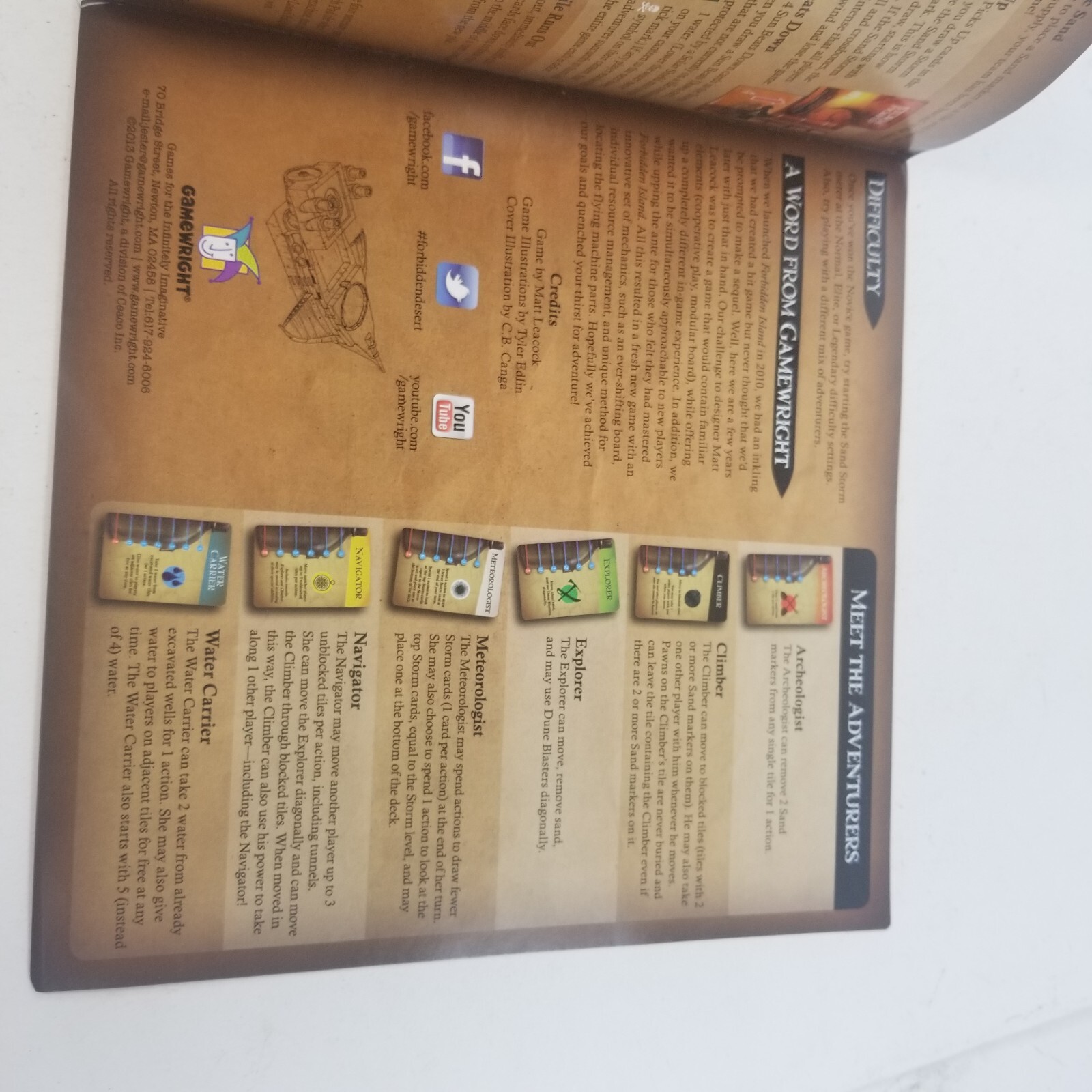 2013 FORBIDDEN DESERT Replacement Parts: Rules Rule Book Rulebook Manual