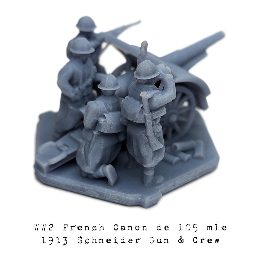 WW2 French Canon de 105 mle 1913 Schneider Gun & Crew Artillery | 15mm, 1/72