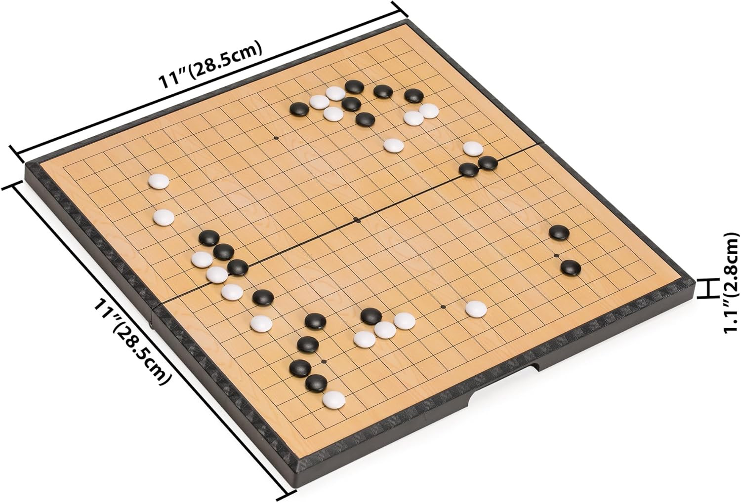 Magnetic Go Game Set with Single Convex Magnetic Plastic Stones and Go Board, 11