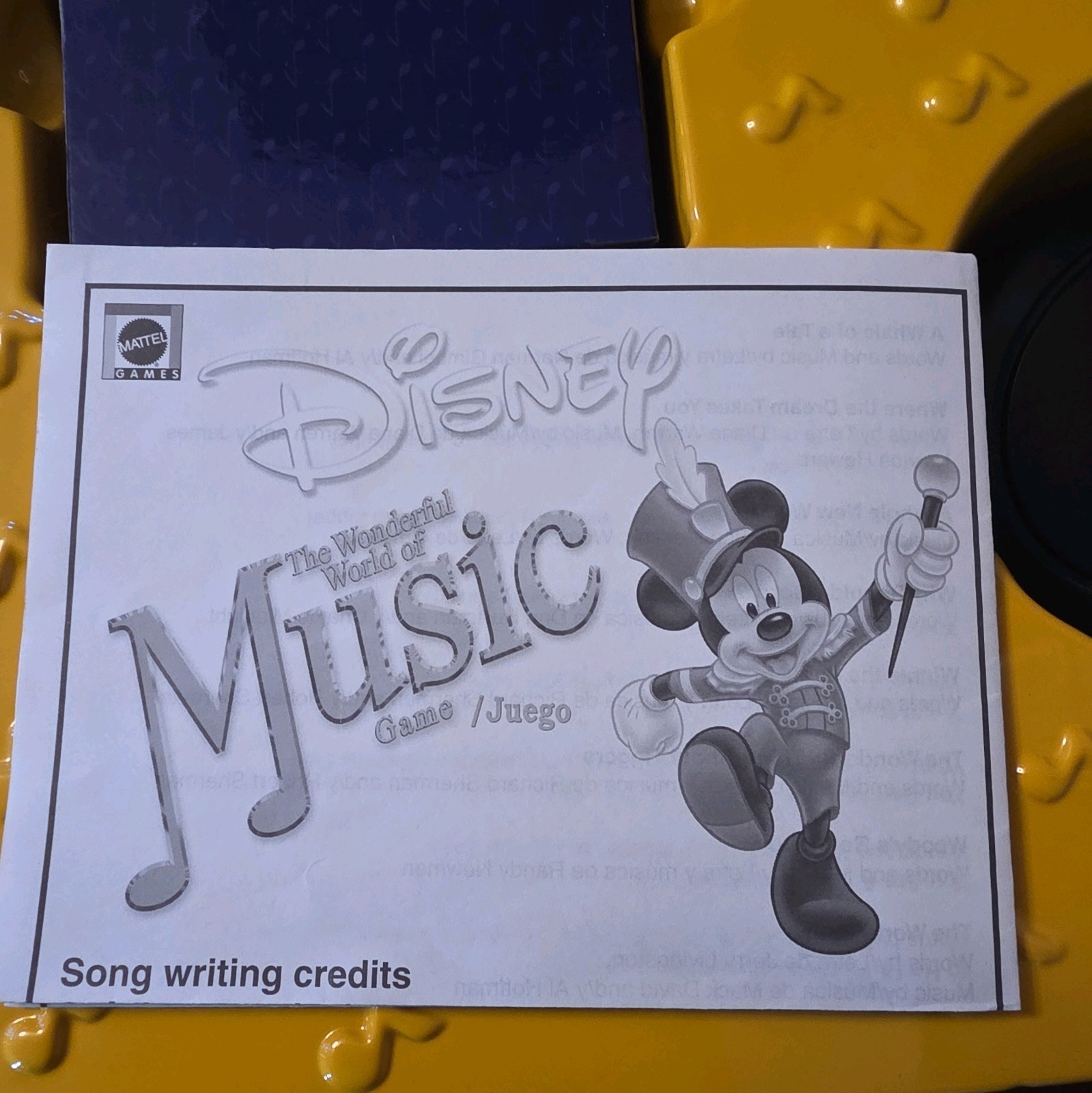 Disney The Wonderful World of Music Game Mattel 2002 Electronic Melody Working