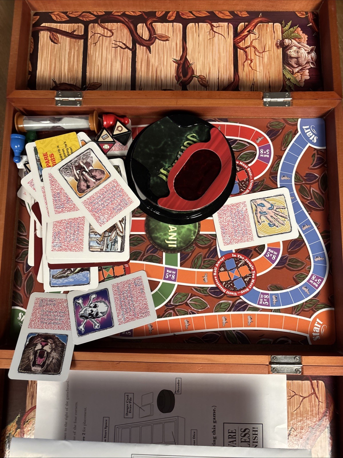 Jumanji Board Game Wooden Box Classic Retro Real Wood Case COMPLETE