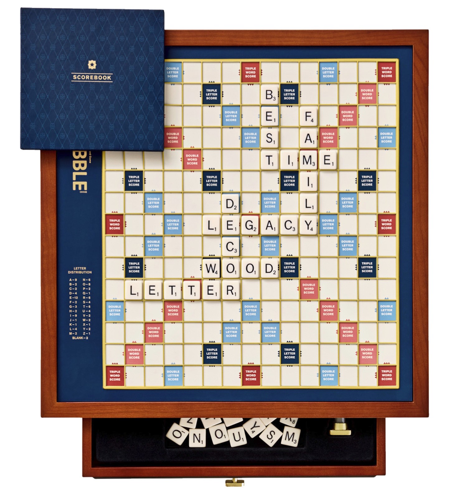 Scrabble Legacy Edition with Rotating Wooden Game Board by WS Game Company New