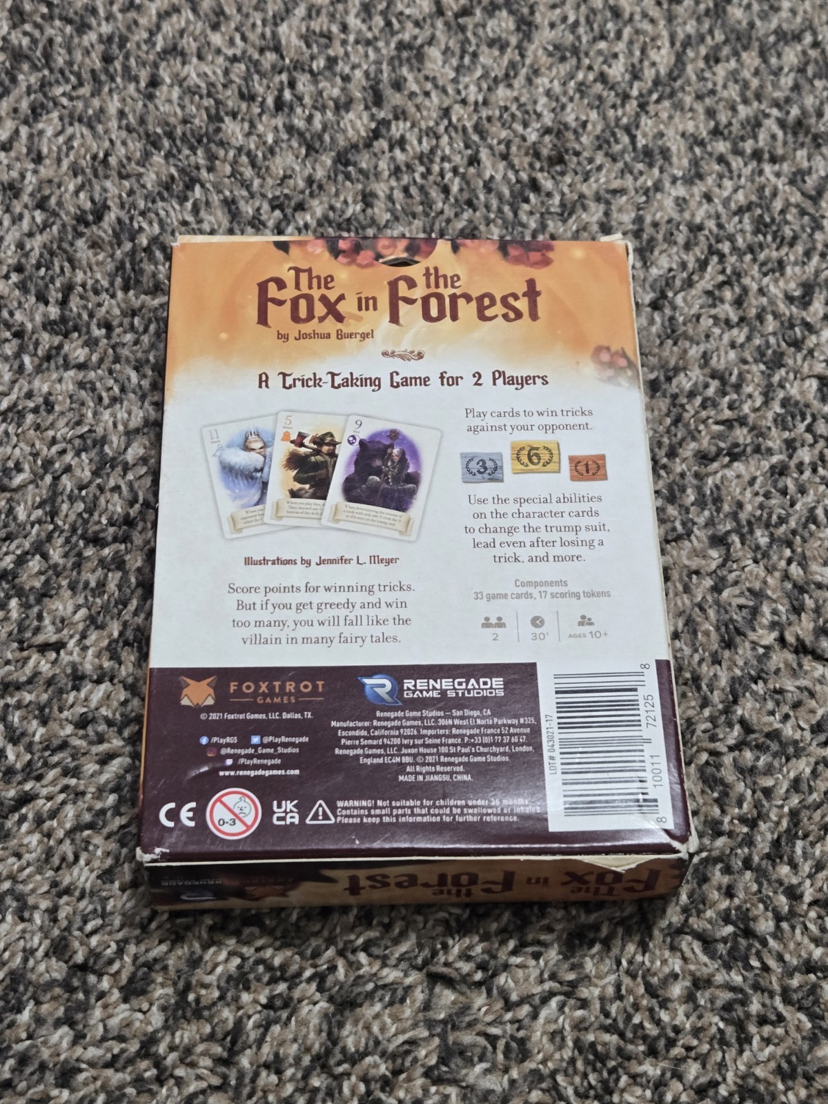 The Fox in the Forest Card Game Renegade Games 2 Player Trick Taking