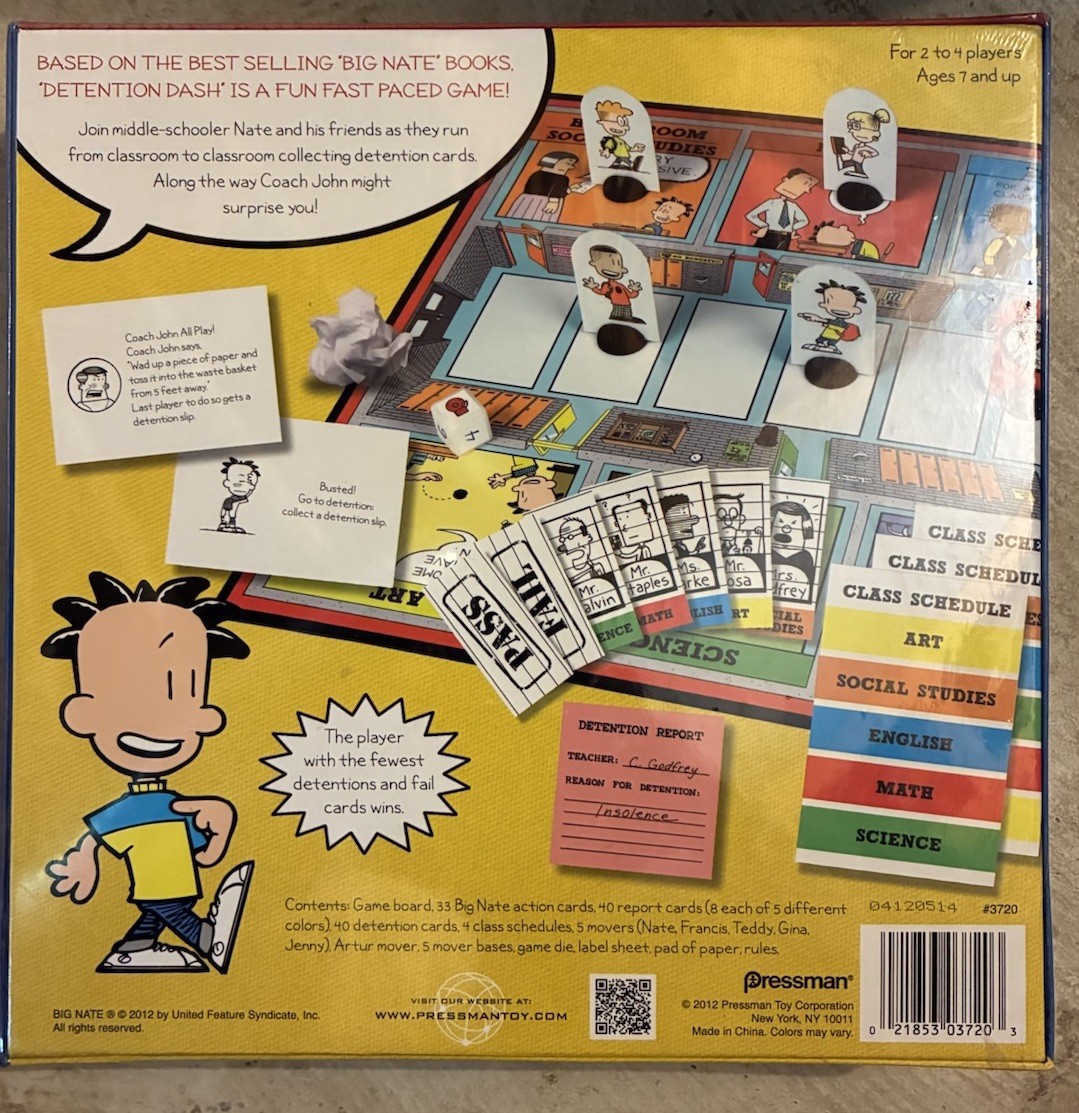 Pressman Big Nate’s Detention Dash Board Game, 2-4 Players, Ages 7+ Comics