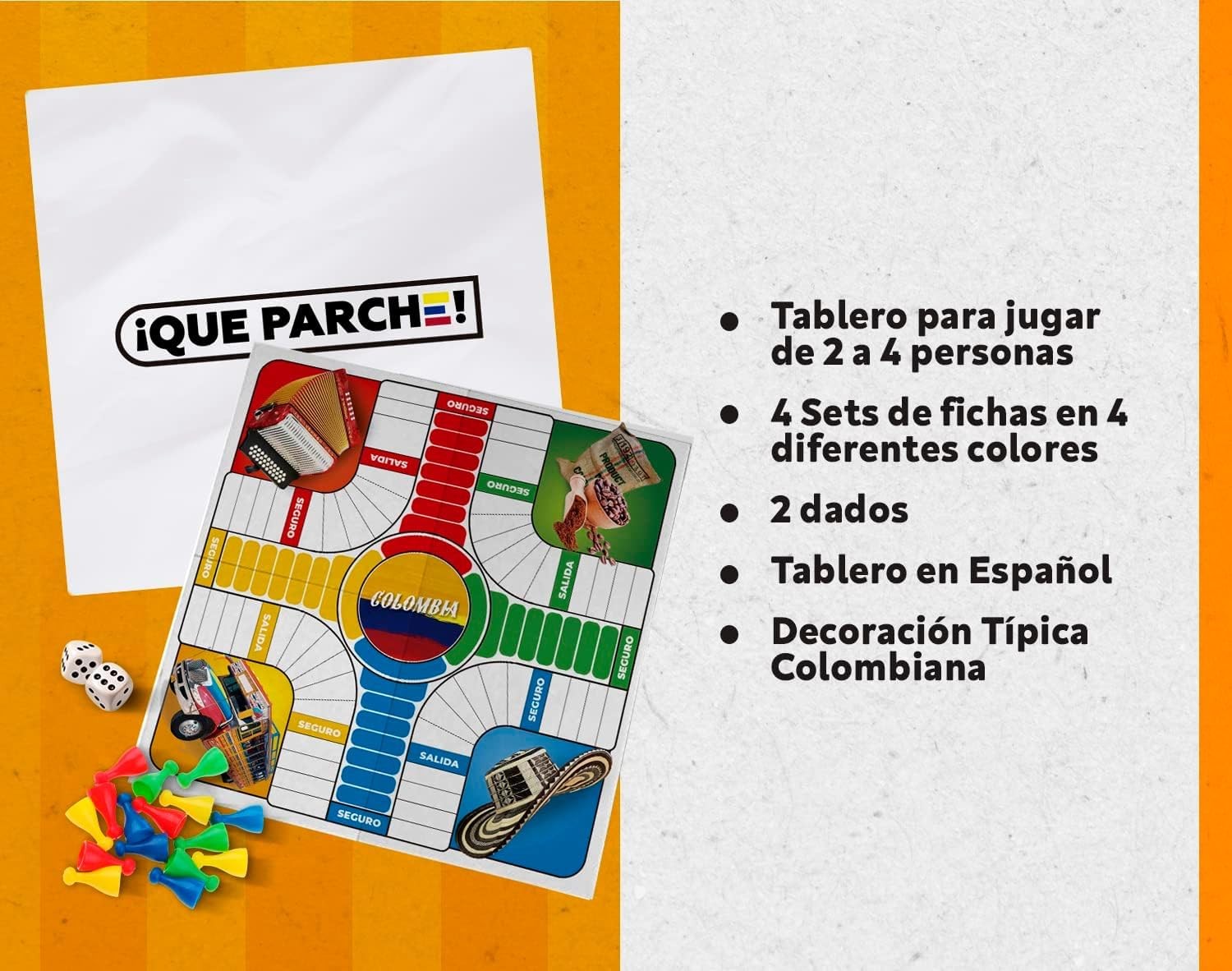 PARQUES Colombiano para 2 a 4 Jugadores Colombian Parques Board Game, Parchee…