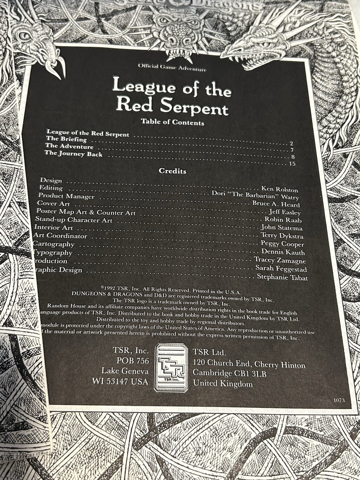 Vintage 1992 D&D Dungeons & Dragons TSR The Dragon’s Den 1073 Complete Unpunched