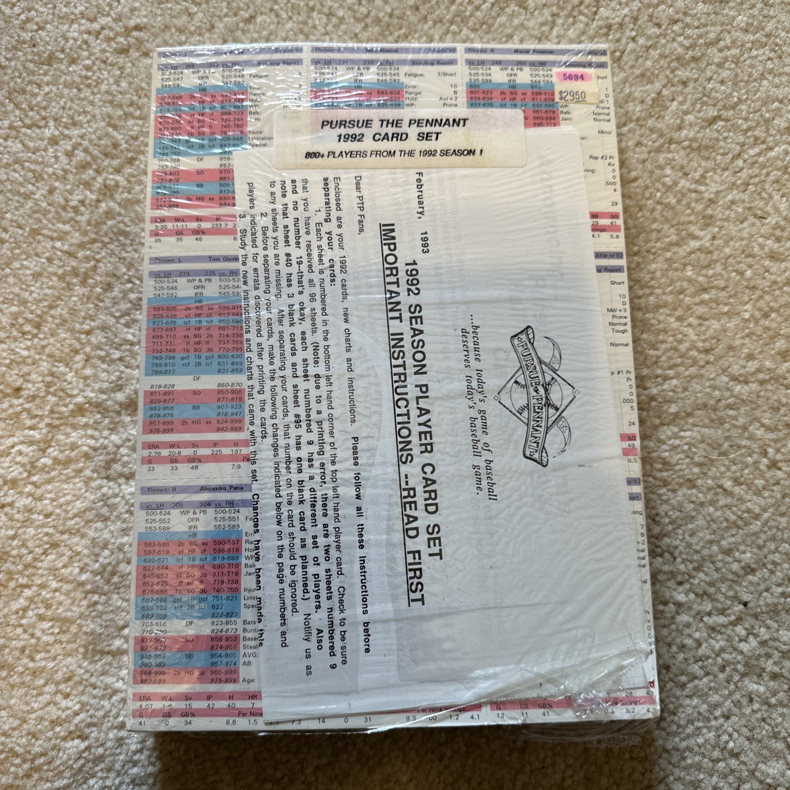 1993 Pursue The Pennant Baseball 1992 Season Cards Set Factory Sealed Uncut RARE