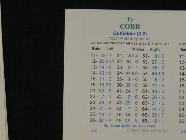 1927 MLB SKEETERSOFT (APBA) Baseball Season Cards (New Uncut Player Card Sheets)