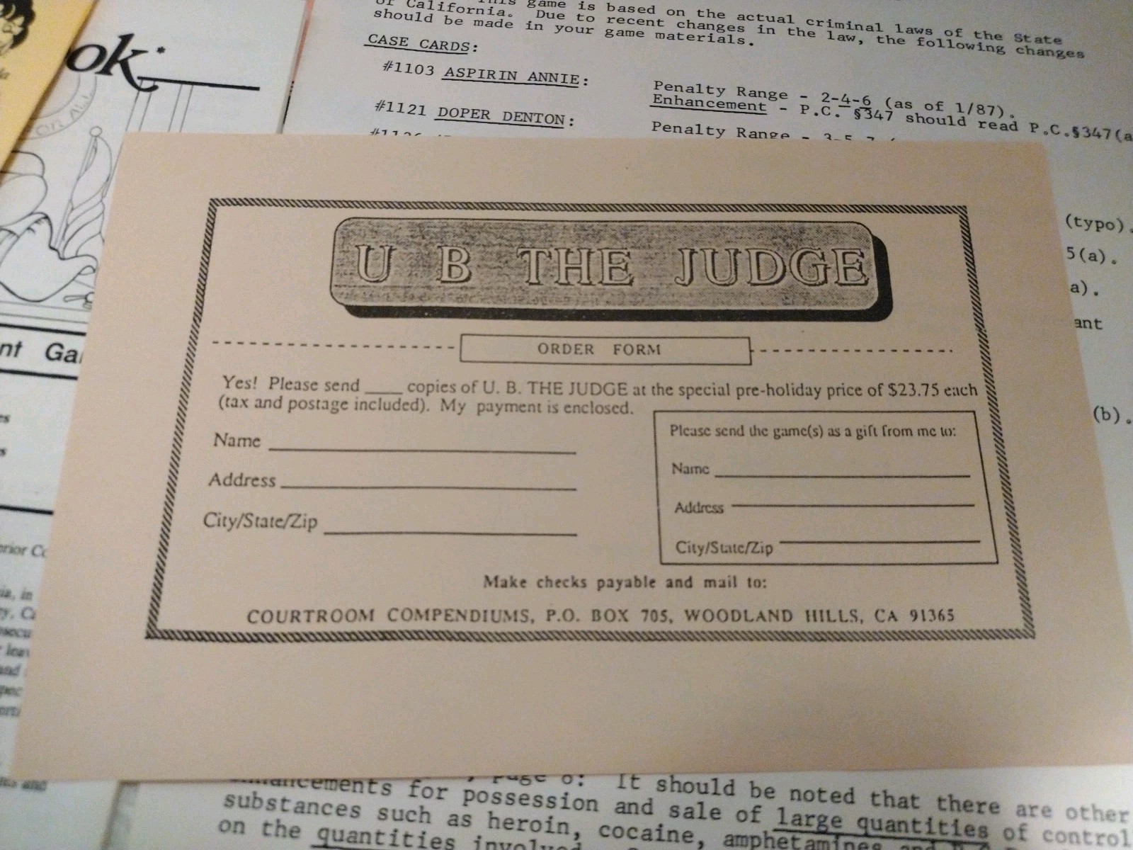 U B The Judge Vintage Crime & Punishment Board Game 1985 Edu-Game Enterprises