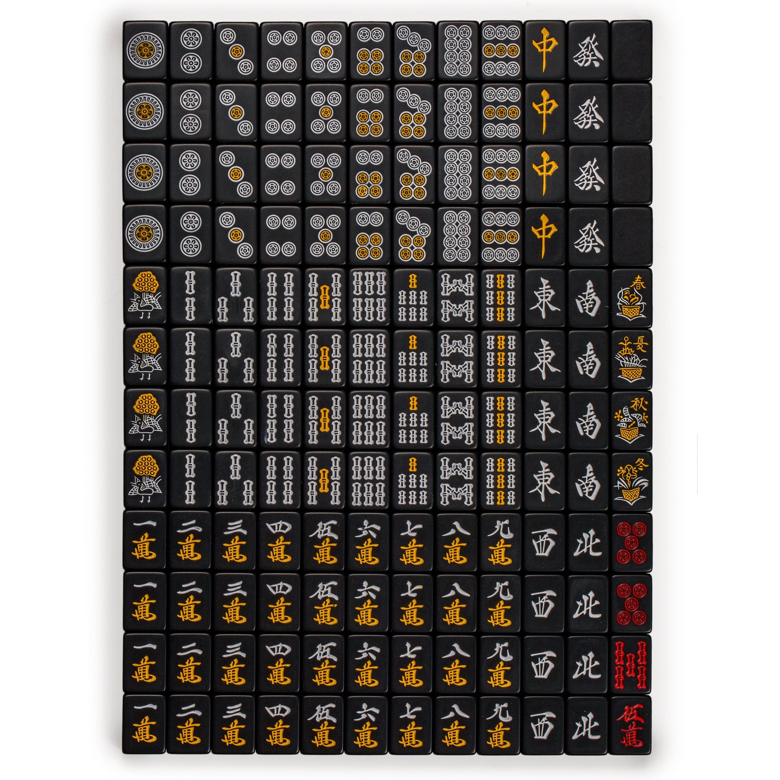 Yellow Mountain Imports Japanese Riichi Mahjong Set – Black Standard Size Tiles
