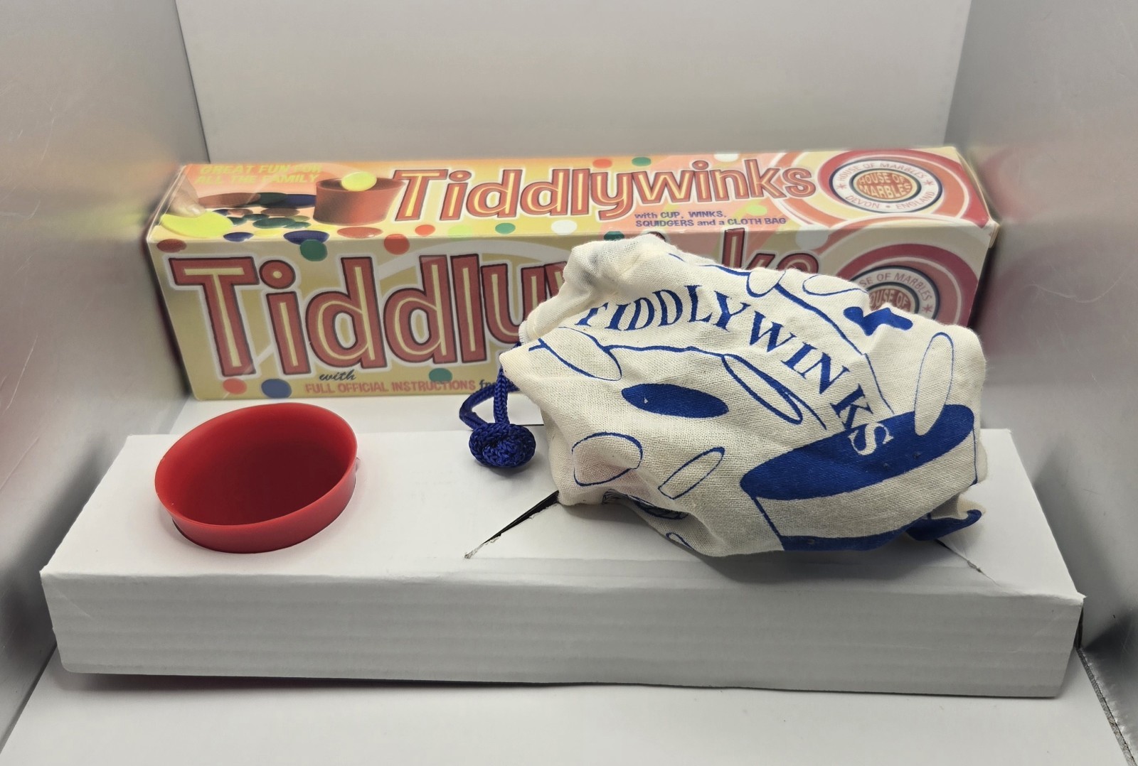 Tiddlywinks Game by House of Marbles Devon England w/Cup, Winks. Squidgers & Bag