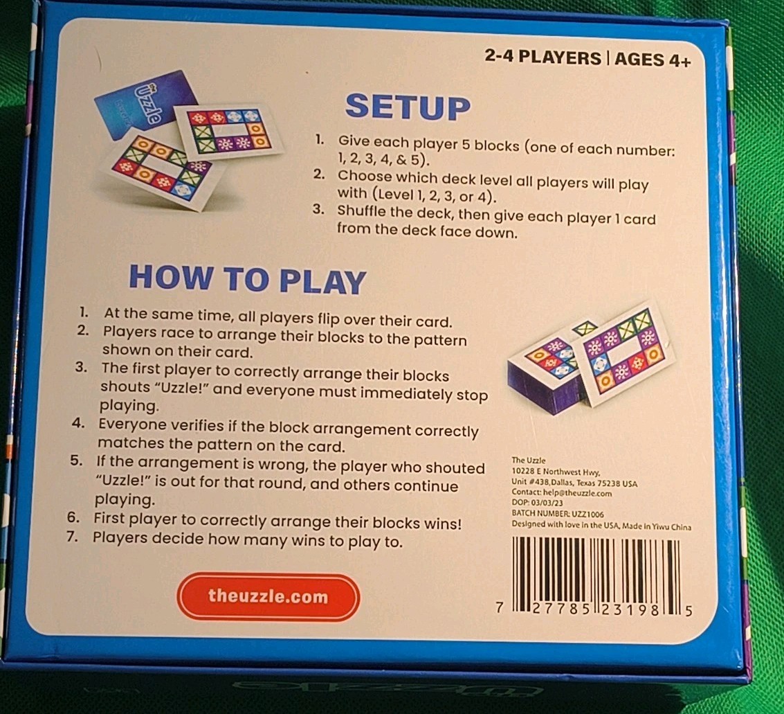 The Uzzle Board Game, Family Board Games for Children & Adults 100% Complete