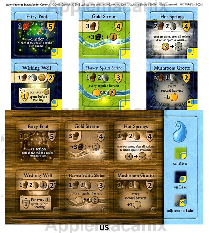 Caverna Water Tiles Expansion Fairy Underground Lake Promo Set Board Game NEW