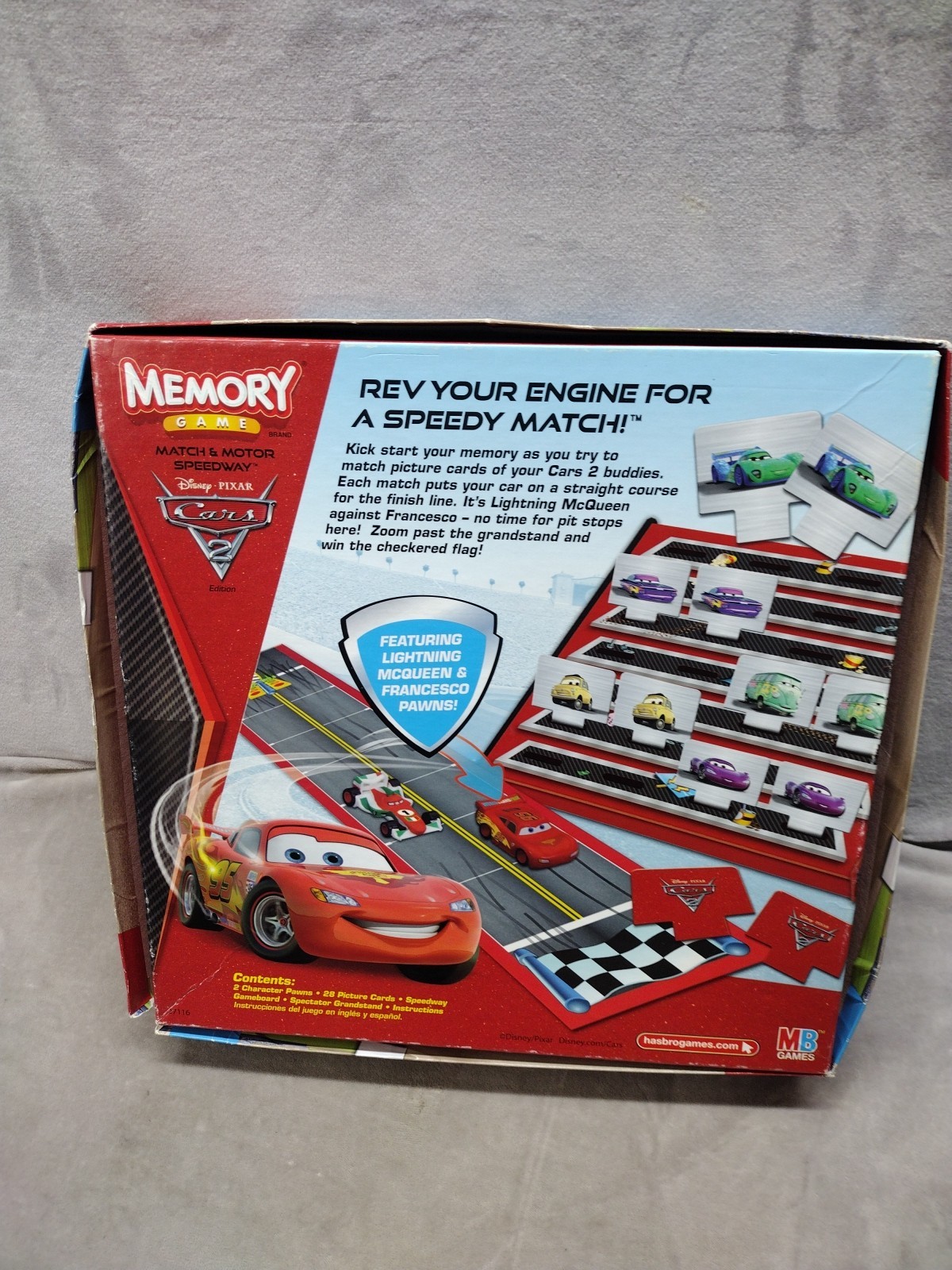 Hasbro Disney Pixar Cars 2 Edition Memory Game Match & Motor Speedway ~EUC~