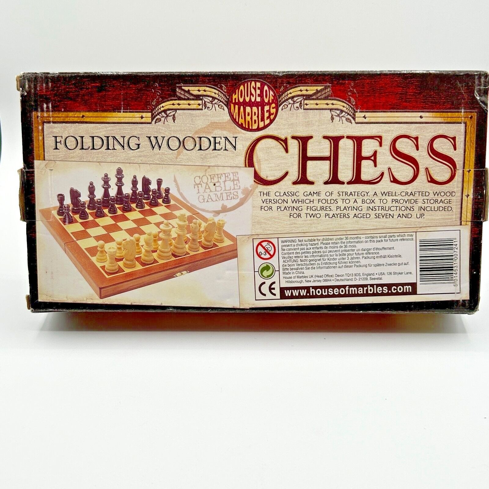 House Of Marbles Folding Wooden Chess Set With Storage Box
