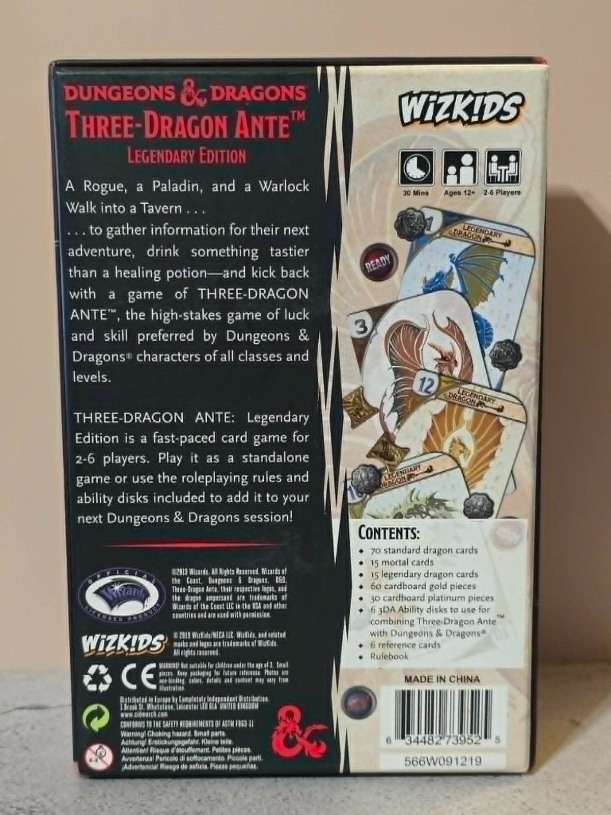 WizKids Dungeons & Dragons Three-Dragon Ante Legendary Edition 2019 Complete