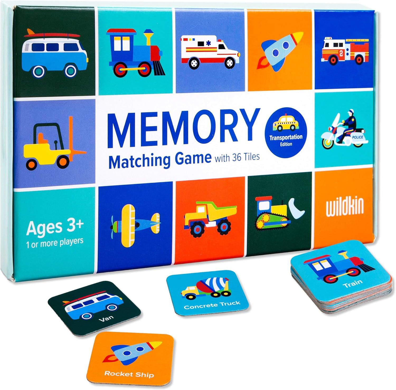 Memory Matching Game – 18 Educational Pairs for Toddlers & Preschool – Transport