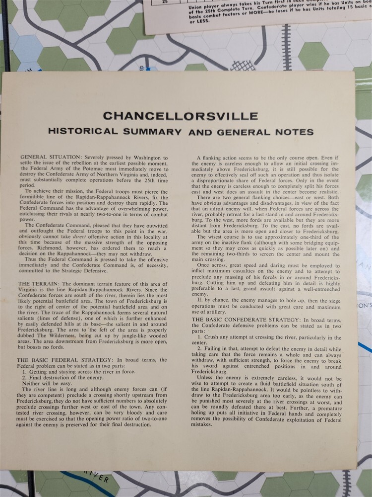 Chancellorsville America’s Civil War Battle Game ~ Avalon Hill 1961 VTG