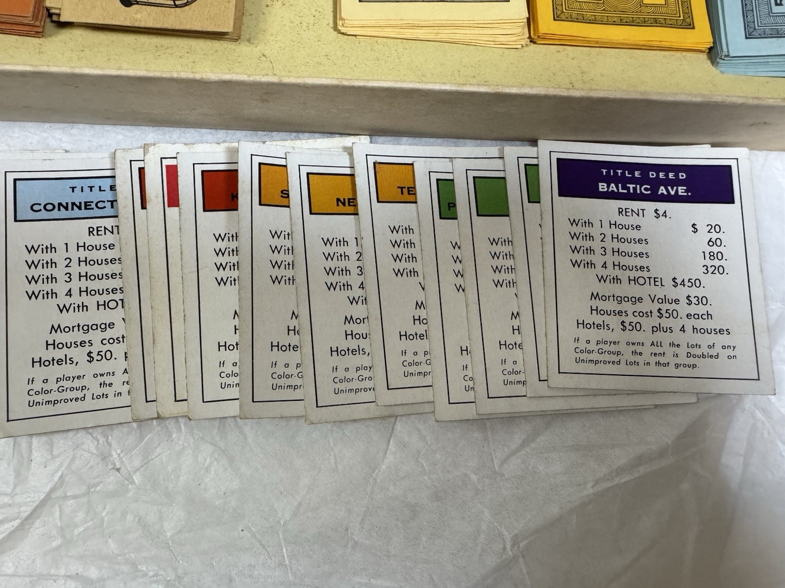 Vintage 1954 Monopoly Game Yellow Box Wooden Tokens Incomplete. See Description.