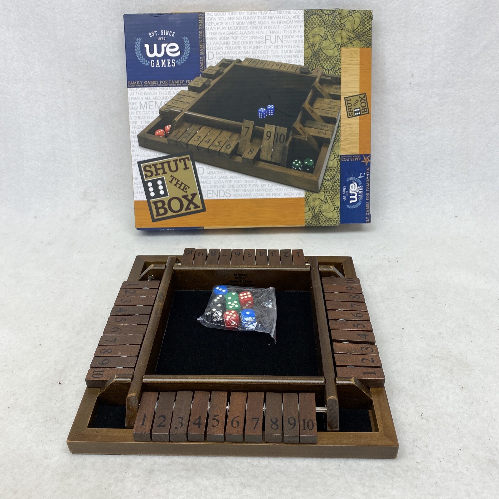 WE Games 4 Player Shut The Box(TM) Dice Game with Lid, Natural Wood, Large A