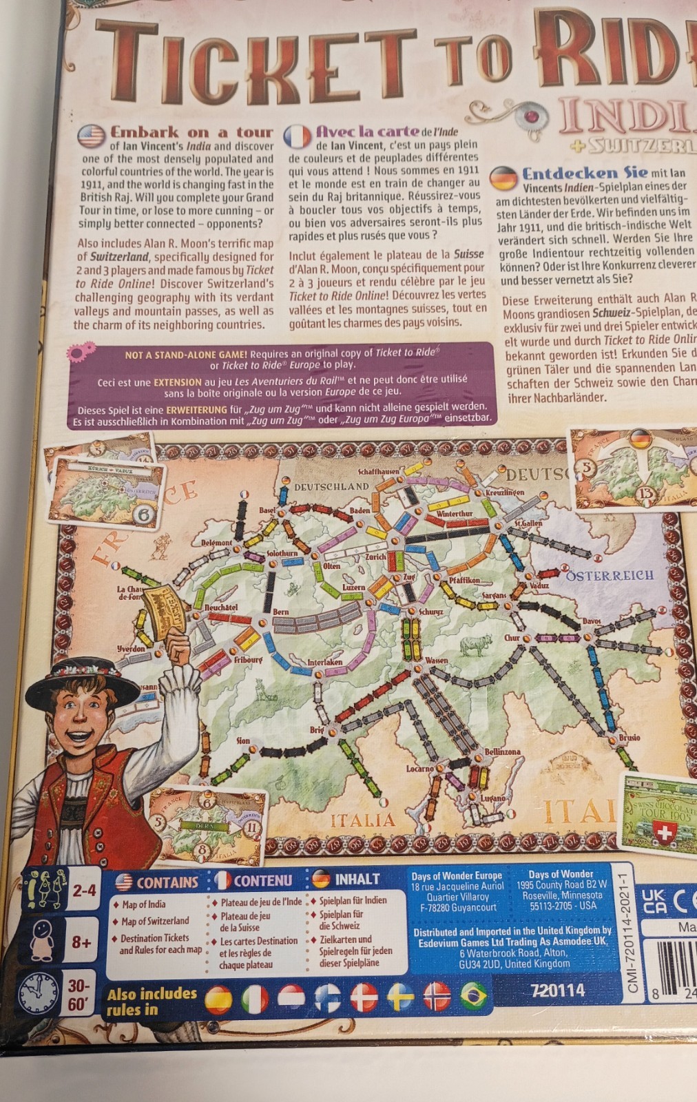Ticket To Ride: India + Switzerland. Map Collection Volume 2. Days Of Wonder New