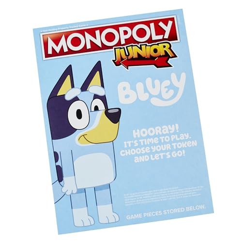 Hasbro Gaming Monopoly Junior Bluey Edition 10.51 x 13.11 x 0.1 inches, Blue
