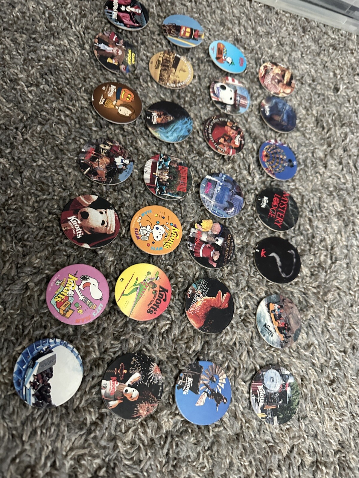 Knott’s Berry Farm World Pog Federation Snoopy Attractions Lot of 28