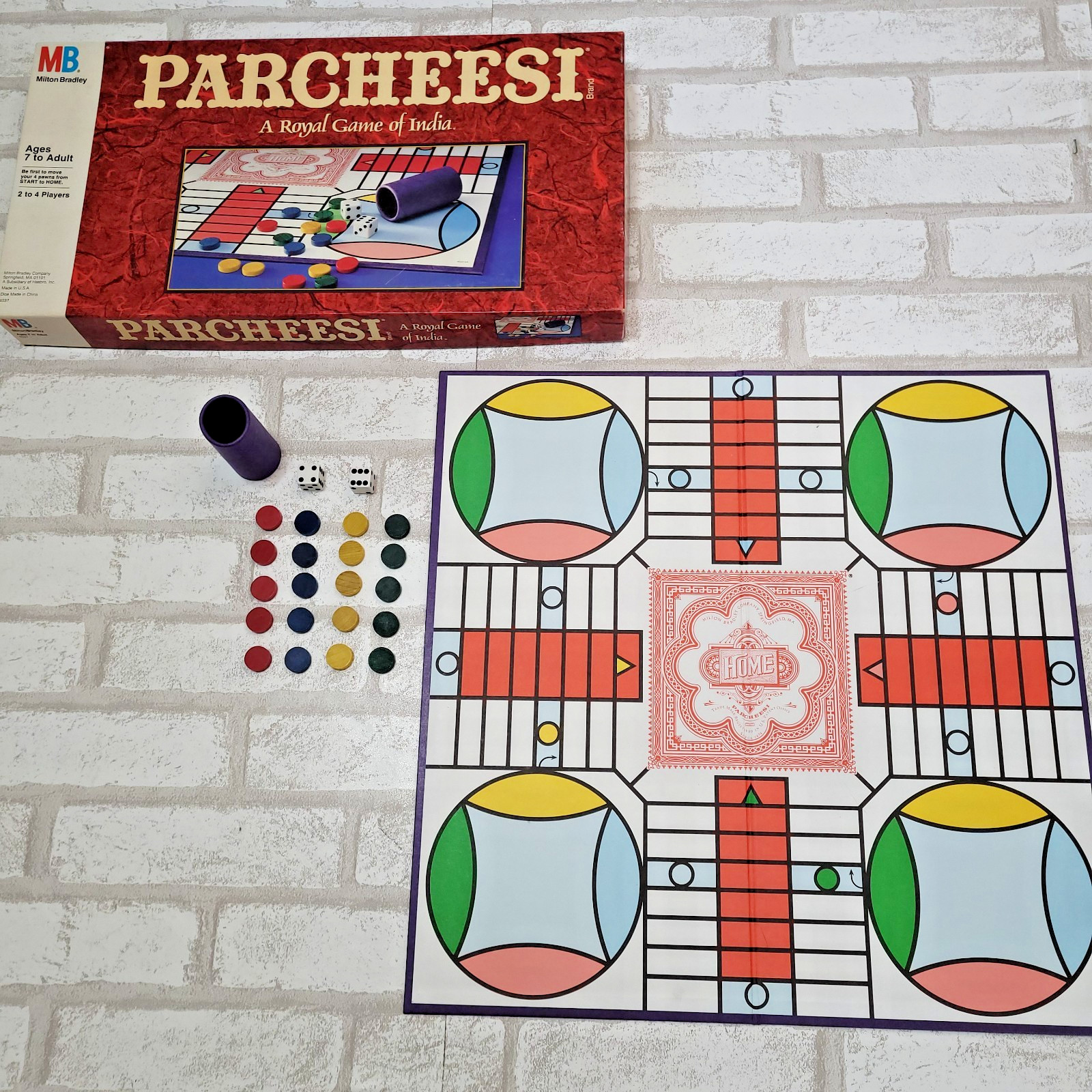 Vintage 80s 1989 Parcheesi Board Game MB #4037 Family Game Night Complete EUC