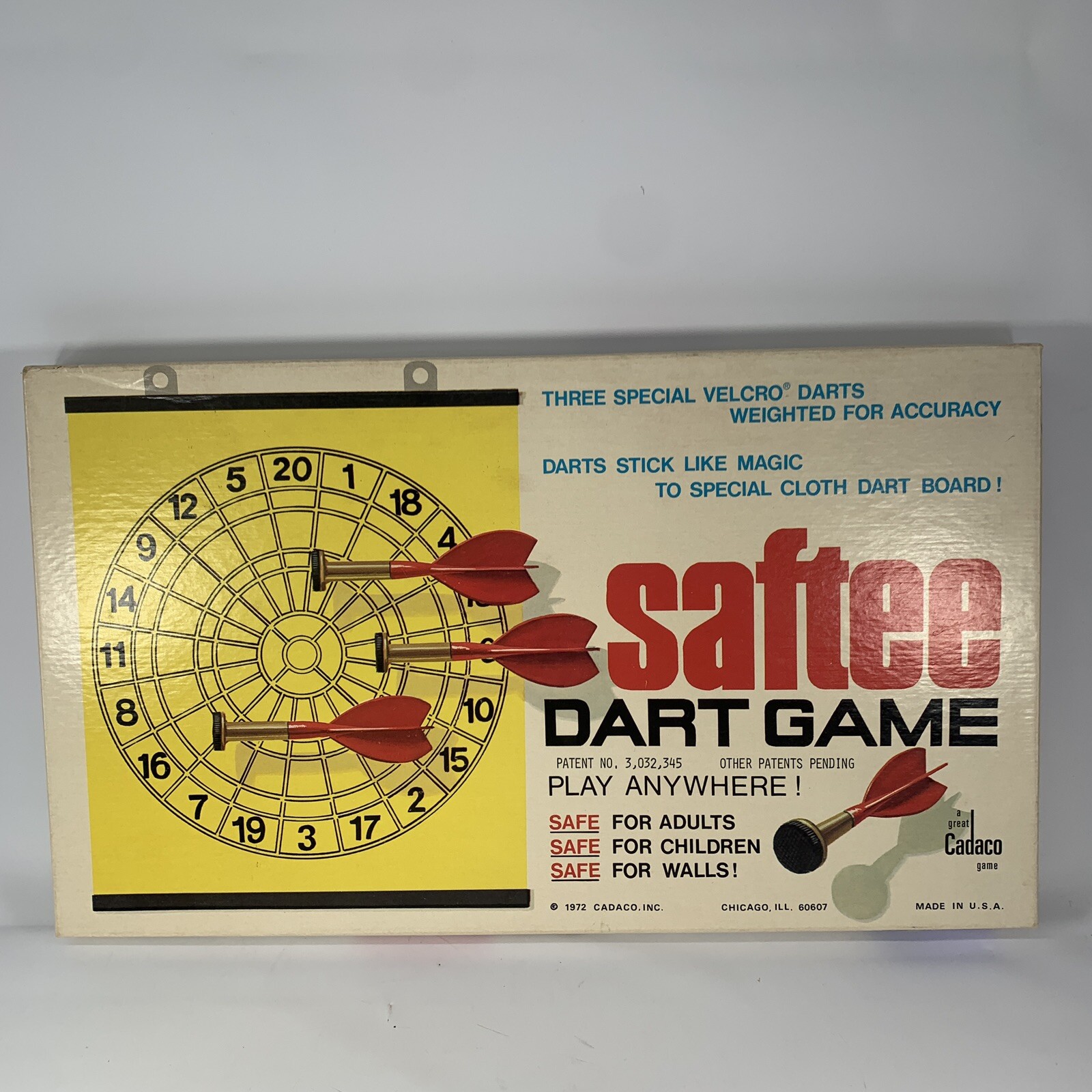 Saftee Dart Game 1972 Vintage Cadaco Safety Children Safe USA in Box